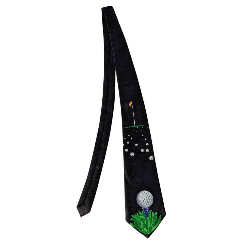 Golf Ball Flag Novelty‎ Tie Designs by A. Rogers 1997 ETMC Mens Necktie